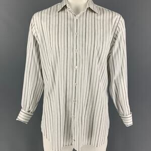 JOHN W. NORDSTROM Size L White Black Paisley French Cuff Long Sleeve Shirt